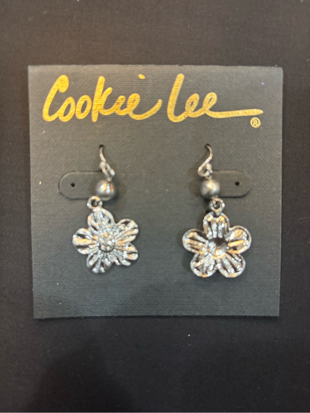 Cookie Lee Silver Floral Drop Earrings